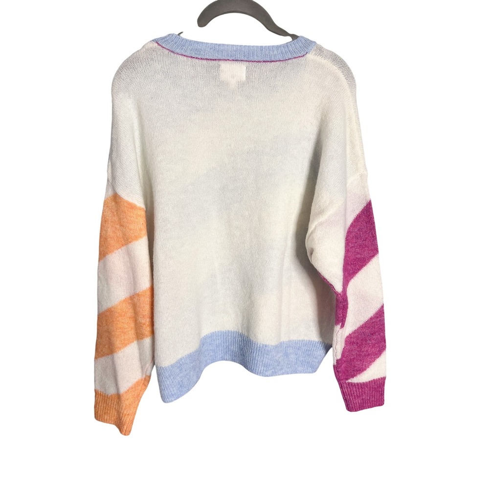 Anthropologie x Sundry Diagonal Striped Sweater Size XS Pastel Oversized Cozy - Picture 7 of 7